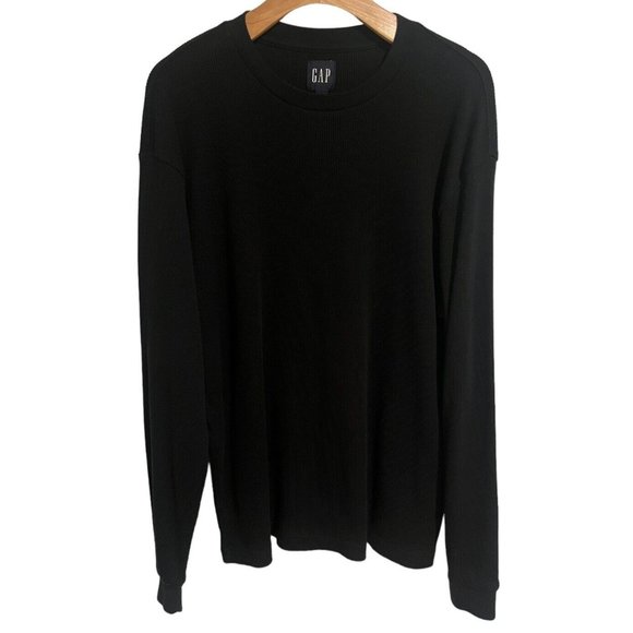 GAP Other - (SOLD)Gap Sweatshirt Top Henley Crew Neck Mens Large Long Sleeve Black Sweater